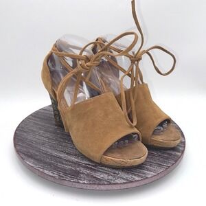 Aerosoles Sandals Womens 9 Lace Up Suede Leather Wedge Strappy Ankle Tie Shoes